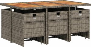 vidaXL vidaXL 11-cz. zestaw mebli do ogrodu, z poduszkami, szary rattan PE 3