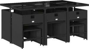 vidaXL vidaXL 11-cz. zestaw mebli do ogrodu, z poduszkami, czarny rattan PE 3