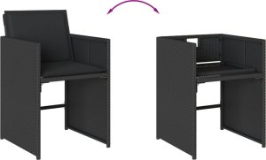 vidaXL vidaXL 11-cz. zestaw mebli do ogrodu, z poduszkami, czarny rattan PE 7