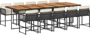 vidaXL vidaXL 11-cz. zestaw mebli do ogrodu, z poduszkami, czarny rattan PE 2
