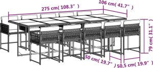 vidaXL vidaXL 11-cz. zestaw mebli do ogrodu, z poduszkami, czarny rattan PE 4