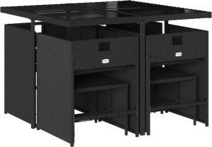 vidaXL vidaXL 9-cz. zestaw mebli ogrodowych z poduszkami, czarny, rattan PE 3