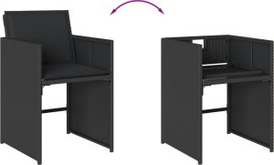 vidaXL vidaXL 9-cz. zestaw mebli ogrodowych z poduszkami, czarny, rattan PE 7