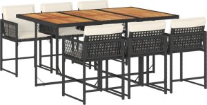 vidaXL vidaXL 7-cz. zestaw mebli ogrodowych z poduszkami, czarny, polirattan 2