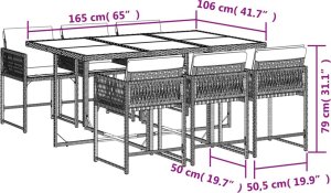 vidaXL vidaXL 7-cz. zestaw mebli ogrodowych z poduszkami, czarny, polirattan 4