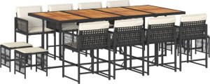 vidaXL vidaXL 13-cz. zestaw mebli do ogrodu, poduszki, czarny, rattan PE 2