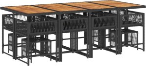 vidaXL vidaXL 13-cz. zestaw mebli do ogrodu, poduszki, czarny, rattan PE 3