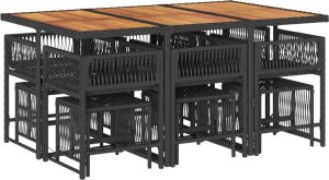 vidaXL vidaXL 11-cz. zestaw mebli do ogrodu, z poduszkami, czarny rattan PE 3