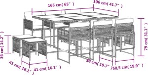 vidaXL vidaXL 11-cz. zestaw mebli do ogrodu, z poduszkami, czarny rattan PE 6