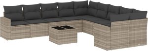 vidaXL 11-cz. zestaw mebli ogrodowych z poduszkami, szary rattan PE 2