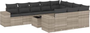 vidaXL 11-cz. zestaw mebli ogrodowych z poduszkami, szary rattan PE 2