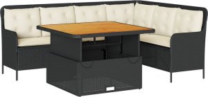 vidaXL vidaXL 2-cz. zestaw wypoczynkowy do ogrodu, poduszki, czarny rattan PE 2