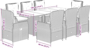 vidaXL vidaXL 9-cz. zestaw mebli ogrodowych z poduszkami, beżowy, polirattan 8