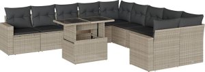 vidaXL vidaXL 11-cz. zestaw mebli ogrodowych z poduszkami, szary rattan PE 2