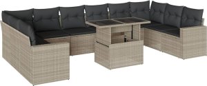 vidaXL vidaXL 11-cz. zestaw mebli ogrodowych z poduszkami, szary rattan PE 2