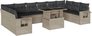 vidaXL vidaXL 11-cz. zestaw mebli ogrodowych z poduszkami, szary rattan PE 2
