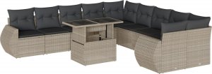 vidaXL vidaXL 11-cz. zestaw mebli ogrodowych z poduszkami, szary rattan PE 2