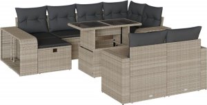vidaXL vidaXL 11-cz. zestaw mebli ogrodowych z poduszkami, szary rattan PE 2