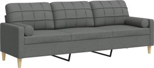 vidaXL vidaXL 3-osobowa sofa z poduszkami, ciemnoszara, 210 cm, obita tkaniną 2