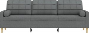 vidaXL vidaXL 3-osobowa sofa z poduszkami, ciemnoszara, 210 cm, obita tkaniną 3