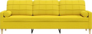 vidaXL vidaXL 3-osobowa sofa z poduszkami, jasnożółta, 210 cm, obita tkaniną 3