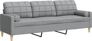 vidaXL vidaXL 3-osobowa sofa z poduszkami, jasnoszara, 210 cm, obita tkaniną 2