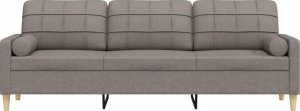 vidaXL vidaXL 3-osobowa sofa z poduszkami, taupe, 210 cm, obita tkaniną 3