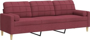 vidaXL vidaXL 3-osobowa sofa z poduszkami, winna czerwień, 210 cm, tkanina 2