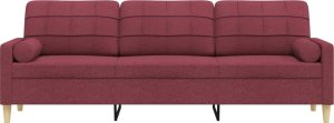 vidaXL vidaXL 3-osobowa sofa z poduszkami, winna czerwień, 210 cm, tkanina 3