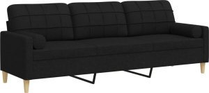 vidaXL vidaXL 3-osobowa sofa z poduszkami, czarna, 210 cm, obita tkaniną 2