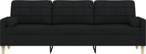 vidaXL vidaXL 3-osobowa sofa z poduszkami, czarna, 210 cm, obita tkaniną 3