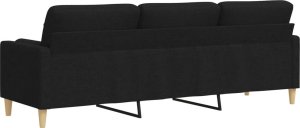 vidaXL vidaXL 3-osobowa sofa z poduszkami, czarna, 210 cm, obita tkaniną 5
