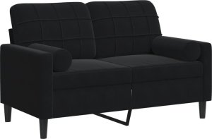 vidaXL vidaXL 2-osobowa sofa z poduszkami, czarna, 120 cm, aksamit 2