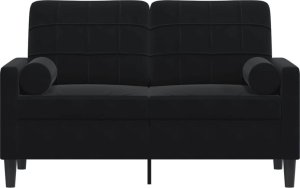 vidaXL vidaXL 2-osobowa sofa z poduszkami, czarna, 120 cm, aksamit 3
