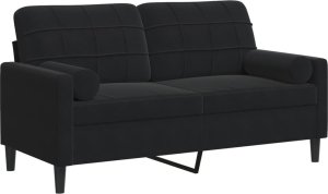 vidaXL vidaXL 2-osobowa sofa z poduszkami, czarna, 140 cm, aksamit 2