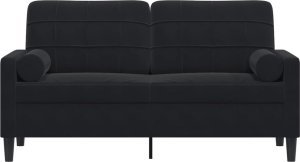 vidaXL vidaXL 2-osobowa sofa z poduszkami, czarna, 140 cm, aksamit 3