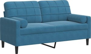 vidaXL vidaXL 2-osobowa sofa z poduszkami, niebieska, 140 cm, aksamit 2