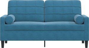 vidaXL vidaXL 2-osobowa sofa z poduszkami, niebieska, 140 cm, aksamit 3