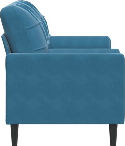 vidaXL vidaXL 2-osobowa sofa z poduszkami, niebieska, 140 cm, aksamit 4