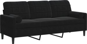 vidaXL vidaXL 3-osobowa sofa z poduszkami, czarna, 180 cm, aksamit 2