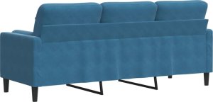 vidaXL vidaXL 3-osobowa sofa z poduszkami, niebieska, 180 cm, aksamit 5