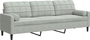 vidaXL vidaXL 3-osobowa sofa z poduszkami, jasnoszara, 210 cm, aksamitna 2