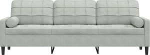 vidaXL vidaXL 3-osobowa sofa z poduszkami, jasnoszara, 210 cm, aksamitna 3