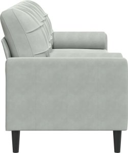 vidaXL vidaXL 3-osobowa sofa z poduszkami, jasnoszara, 210 cm, aksamitna 4