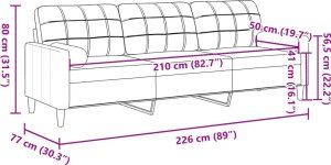 vidaXL vidaXL 3-osobowa sofa z poduszkami, jasnoszara, 210 cm, aksamitna 7
