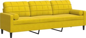 vidaXL vidaXL 3-osobowa sofa z poduszkami, żółta, 210 cm, aksamit 2