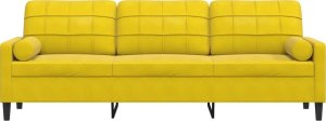 vidaXL vidaXL 3-osobowa sofa z poduszkami, żółta, 210 cm, aksamit 3