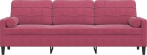vidaXL vidaXL 3-osobowa sofa z poduszkami, winna czerwień, 210 cm, aksamit 3