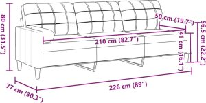 vidaXL vidaXL 3-osobowa sofa z poduszkami, winna czerwień, 210 cm, aksamit 7