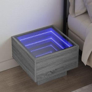 vidaXL vidaXL Stolik nocny z LED Infinity, szary dąb sonoma, 40x40x30 cm 1